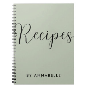 Sage Green Minimalistical Simple Recipe Book Notitieboek