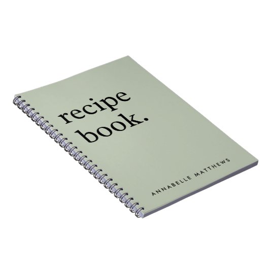 Sage Green Minimalistical Simple Recipe Book Notitieboek (Rechterzijde)