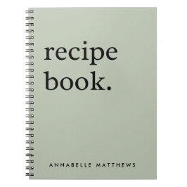 Sage Green Minimalistical Simple Recipe Book Notitieboek