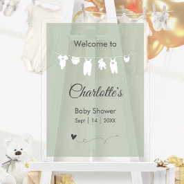 Sage Green minimalistisch doorschijnend Baby showe Acryl Bord