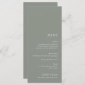 Sage Green Minimalistisch & Elegant bruiloft Menu (Voorkant / Achterkant)