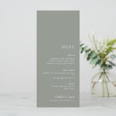 Sage Green Minimalistisch & Elegant bruiloft Menu (Staand voorkant)