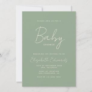 Sage Green Minimalistisch Genderneutraal Baby show Kaart