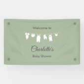 Sage Green Minimalistisch Genderneutraal Baby show Spandoek (Horizontaal)