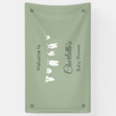 Sage Green Minimalistisch Genderneutraal Baby show Spandoek (Verticaal)