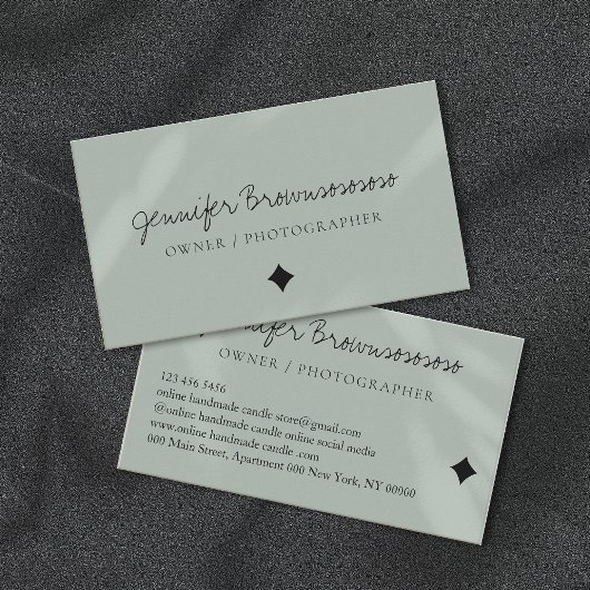 Sage Green minimalistisch professionele kalligrafi Visitekaartje