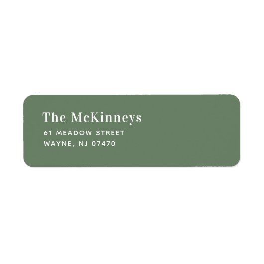 Sage Green Minimalistisch retouradres Etiket (Voorkant)