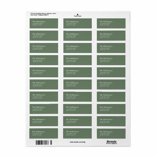 Sage Green Minimalistisch retouradres Etiket (Full Sheet)