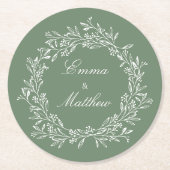 Sage Green Minimalistische Boho bloementuin Ronde Kartonnen Onderzetter (Voorkant)