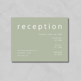 Sage Green minimalistische bruiloft receptie Informatiekaartje