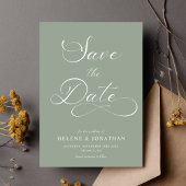 Sage Green minimalistische elegante bruiloft Save The Date