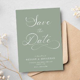 Sage Green minimalistische elegante bruiloft Save The Date