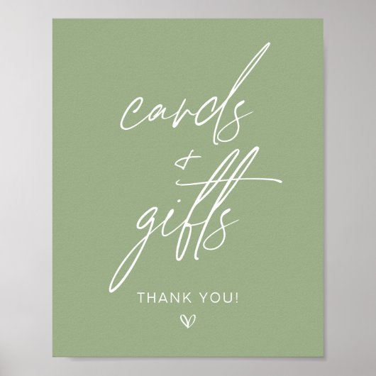 Sage Green Minimalistische Kaarten & Cadeaus Bord Poster (Voorkant)