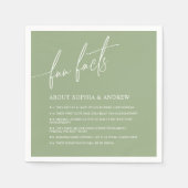Sage Green Minimalistische Leuke Feiten Trouwserve Servet (Voorkant)