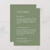 Sage Green minimalistische ontvangstgegevens en RS Informatiekaartje (Voorkant / Achterkant)