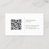 Sage Green Minimalistische Professionele QR-code Visitekaartje (Achterkant)