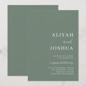 Sage Green minimalistische trouwuitnodiging Kaart (Voorkant / Achterkant)