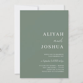 Sage Green minimalistische trouwuitnodiging Kaart