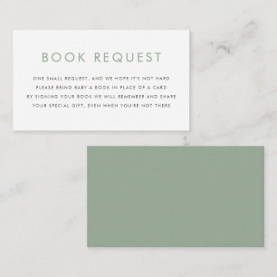 Sage Green Minimalistische Typografie Boekaanvraag Informatiekaartje