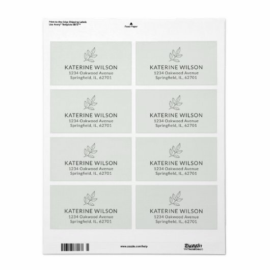 Sage Green Minimalistische verzending voor kleine  Etiket (Full Sheet)