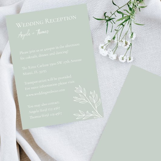 Sage Green, minimalistische weddenschappen Kaart