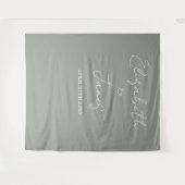 Sage Green Minimalistische Wedding Foto Achtergron Wandkleed (Voorkant (horizontaal))