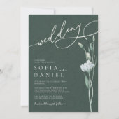 Sage Green Minimalistische Winter Wedding Kaart (Voorkant)