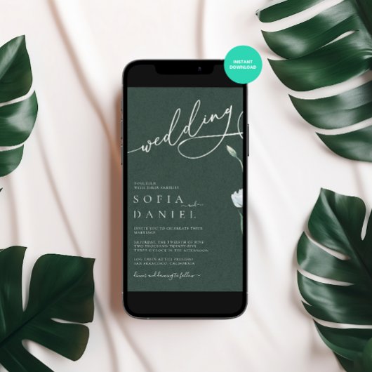 Sage Green Minimalistische Winter Wedding Kaart