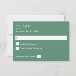 Sage Green MOD Calligraphy no Meal RSVP Kaartje