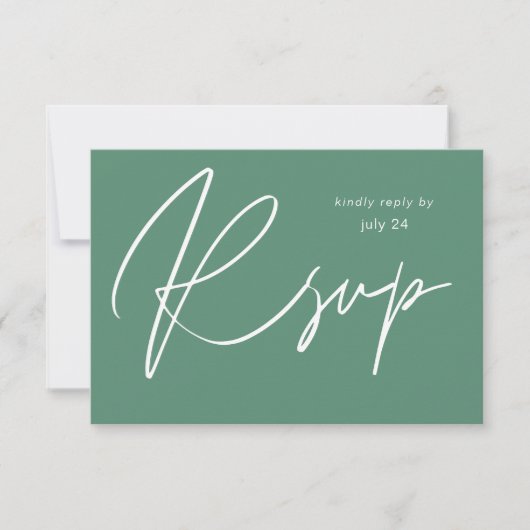 Sage Green MOD Calligraphy w Meal RSVP Card (Voorkant)