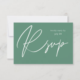 Sage Green MOD Calligraphy w Meal RSVP Card Kaartje