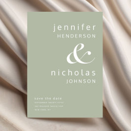 Sage Green Modern Ampersand Typography Wedding Save The Date