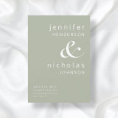 Sage Green Modern Ampersand Typography Wedding Save The Date