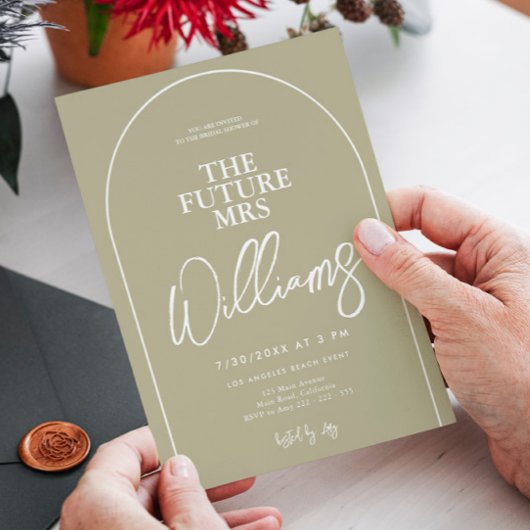 Sage Green Modern Arch Minimalist Vrijgezellenfees Kaart