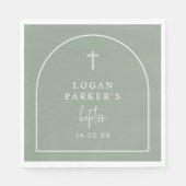 Sage Green Modern Arch Script Minimalistische doop Servet (Voorkant)
