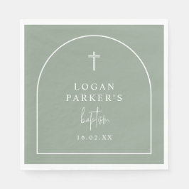 Sage Green Modern Arch Script Minimalistische doop Servet