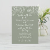 Sage Green Modern Boho Floral Minimalist Wedding Kaart (Staand voorkant)