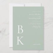 Sage Green Modern Bold Monogram Typografie Huwelij Kaart (Voorkant)