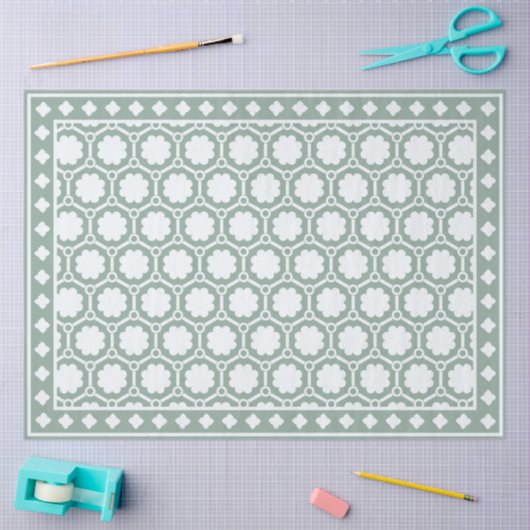 Sage Green Modern Bone Inlay Decoupage Paper Tissuepapier (Craft)