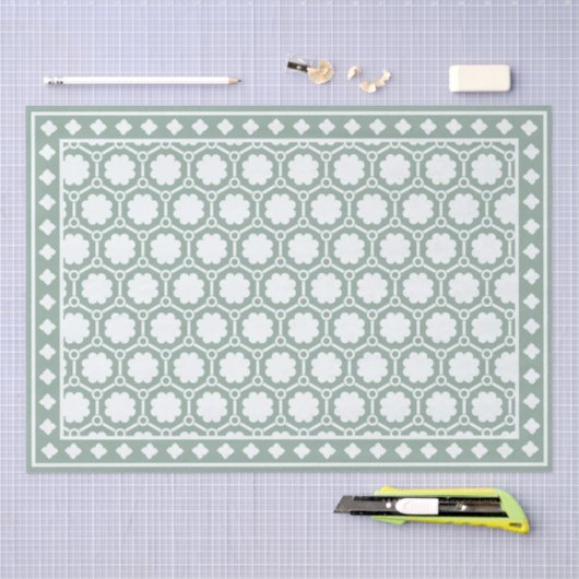 Sage Green Modern Bone Inlay Decoupage Paper Tissuepapier (Craft)