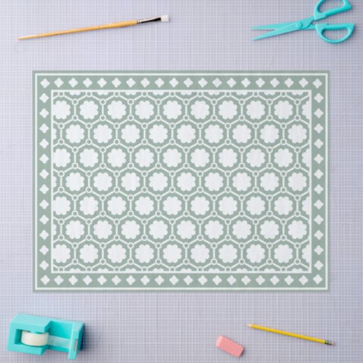 Sage Green Modern Bone Inlay Decoupage Paper Tissuepapier (Craft)