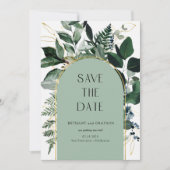Sage Green, Modern Botanisch Groen QR-code Save The Date (Voorkant)