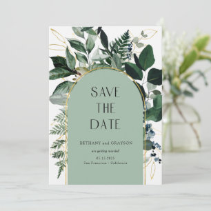 Sage Green, Modern Botanisch Groen QR-code Save The Date