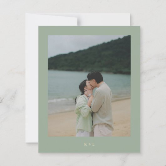 Sage Green Modern Budget Wedding Save the Date (Achterkant)