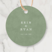 Sage Green Modern Calligraphy Wedding Bedankt Bedankjes Labels (Achterkant)