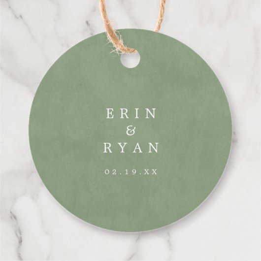 Sage Green Modern Calligraphy Wedding Bedankt Bedankjes Labels (Achterkant)