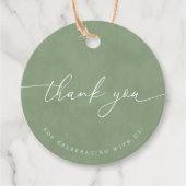 Sage Green Modern Calligraphy Wedding Bedankt Bedankjes Labels (Voorkant)
