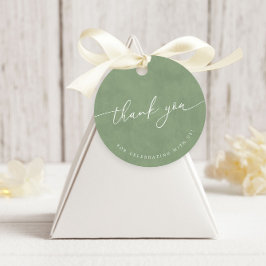 Sage Green Modern Calligraphy Wedding Bedankt Bedankjes Labels