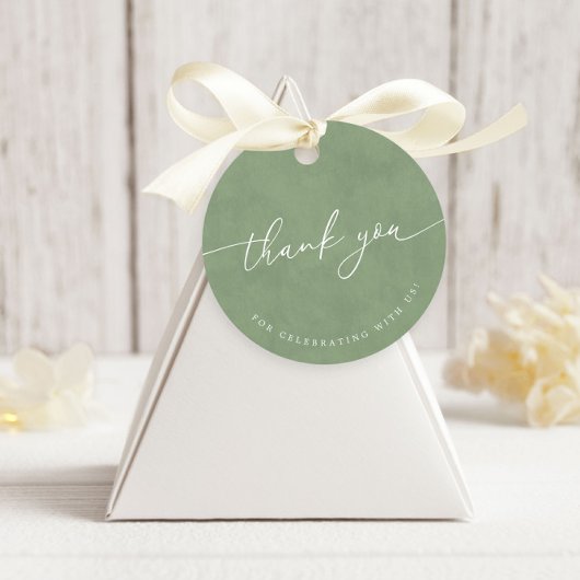 Sage Green Modern Calligraphy Wedding Bedankt Bedankjes Labels