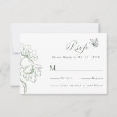 Sage Green Modern Classic Floral Wedding RSVP Kaartje (Voorkant)